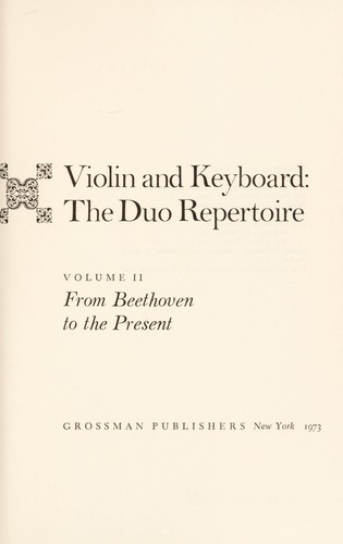 Violin and Keyboard: The Duo Repertoire 2 Volumes