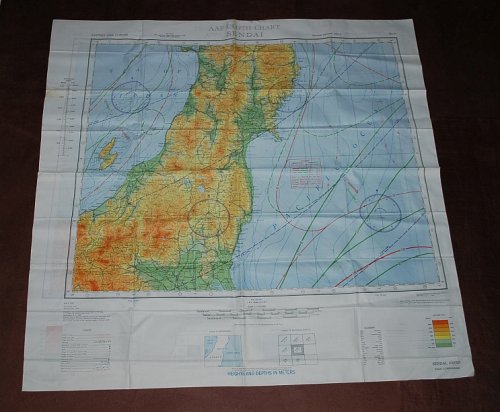 Sendai NJ 54 & Kanazawa NJ 53. AAF Cloth Chart. AMS 5301. Eastern Asia Series. Evasion Map Scarf