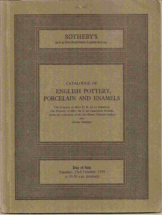 Tuesday, 23rd October, 1979; Catalogue of ENGLISH POTTERY, PORCELAIN & ENAMELS