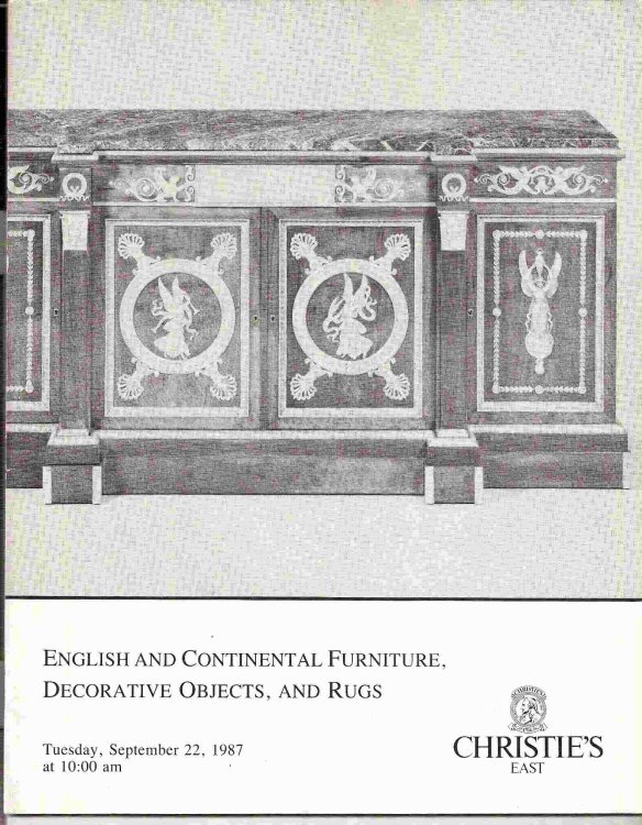 Tuesday, September 22, 1987; ENGLISH & CONTINENTAL FURNITURE, DECORATIVE OBJECTS, & RUGS