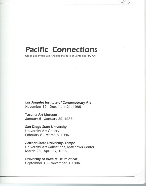 November 19 - December 21, 1985; PACIFIC CONNECTIONS