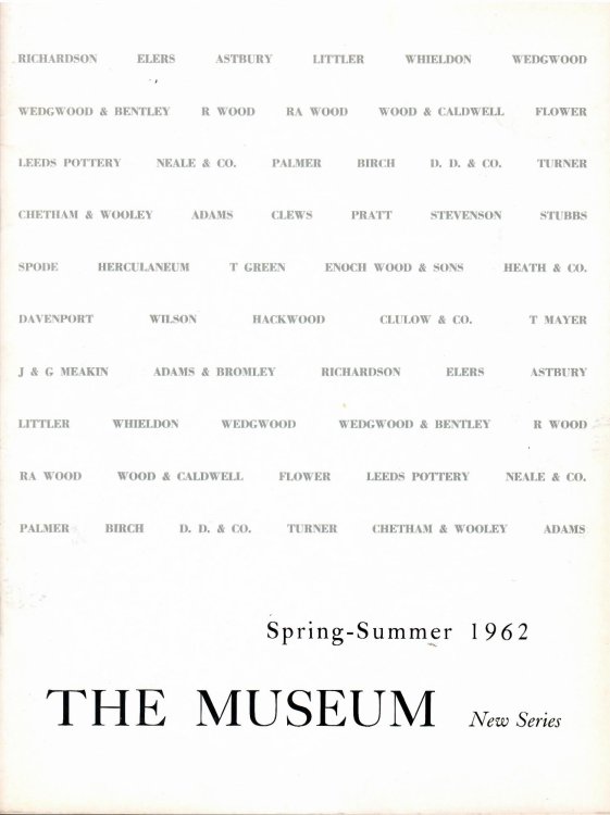 English Pottery in the Collection of the Newark Museum; THE MUSEUM