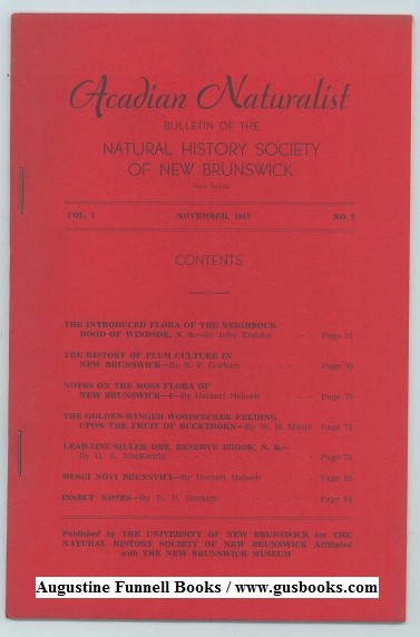 ACADIAN NATURALIST, Bulletin of the Natural History Society of New Brunswick, New Series, Vol. 1 No.2, November/Nov. 1943
