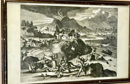 Aertbeeyinge tot Jedo [Earthquake in Edo (Japan)]. Copper engraving, 1725.