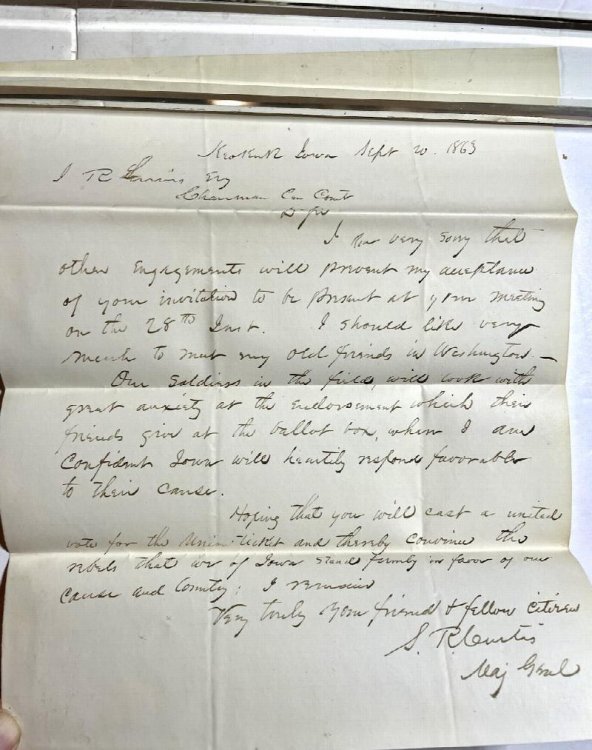 ALS to [Judge] J. R. Lewis re his invitation to attend a Washington D.C. political event in support President Lincoln. Sept 20, 1863