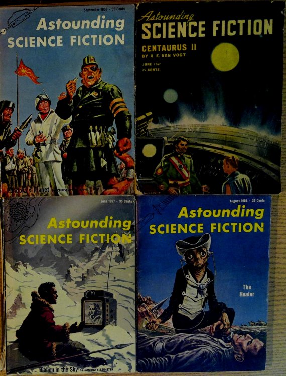 Astounding Science Fiction Set: August 1956, Vol. 57 #6, September 1956, Vol. 58 #1, June 1957 , Vol. 59 #4, June 1947, Vol. 39 #4