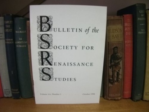 Bulletin of the Society for Renaissance Studies: Volume XVI, Number 1, October 1998