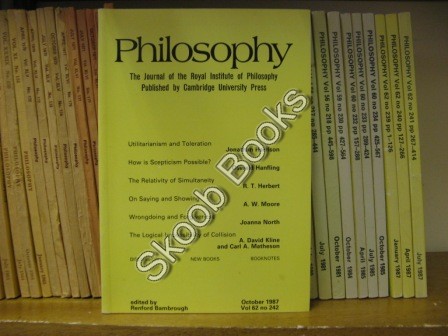 Philosophy: The Journal of the Royal Institute of Philosophy: Vol. 62, No. 242, pp 415-550, October 1987