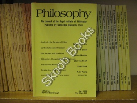 Philosophy: The Journal of the Royal Institute of Philosophy: Vol. 63, No. 245, pp 297-420, July 1988