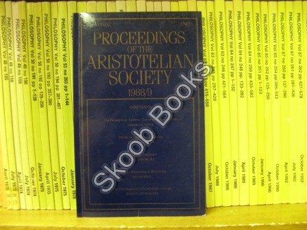 Image for Proceedings of the Aristotelian Society: Volume LXXXIX, Part 1, 1988/9 Proceedings of the Aristotelian Society: Volume LXXXIX, Part 1, 1988/9
