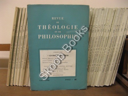 Image for Revue de Theologie et de Philosophie; 1952, III Revue de Theologie et de Philosophie; 1952, III