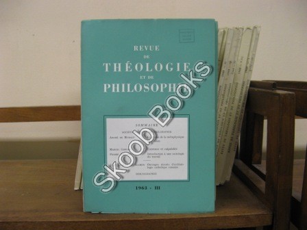 Image for Revue de Theologie et de Philosophie; 1963, III Revue de Theologie et de Philosophie; 1963, III