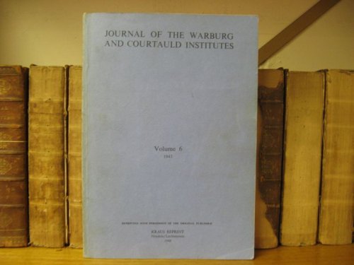 Image for Journal of the Warburg and Courtauld Institutes: Volume 6: 1943 Journal of the Warburg and Courtauld Institutes: Volume 6: 1943