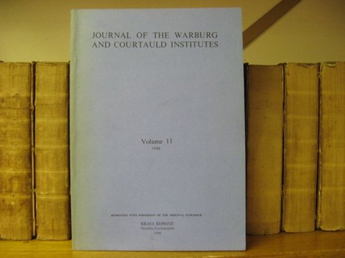 Image for Journal of the Warburg and Courtauld Institutes: Volume 11: 1948 Journal of the Warburg and Courtauld Institutes: Volume 11: 1948