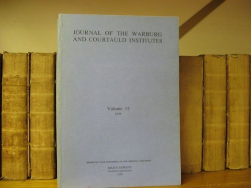 Image for Journal of the Warburg and Courtauld Institutes: Volume 12: 1949 Journal of the Warburg and Courtauld Institutes: Volume 12: 1949