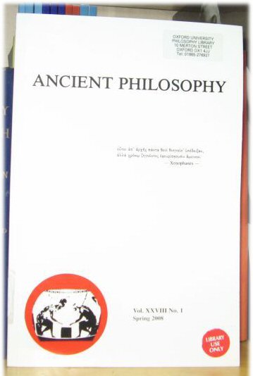 Ancient Philosophy: Vol. XXVIII, No. 1, Spring 2008