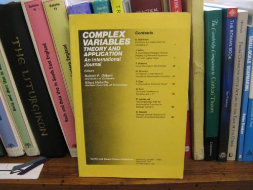 Complex Variables Theory and Application An International Journal, Volume 32, Number 1 1997