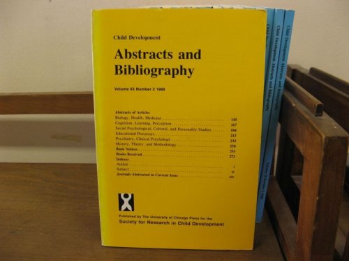 Child Development Abstracts and Bibliography; Volume 63, Number 2, 1989
