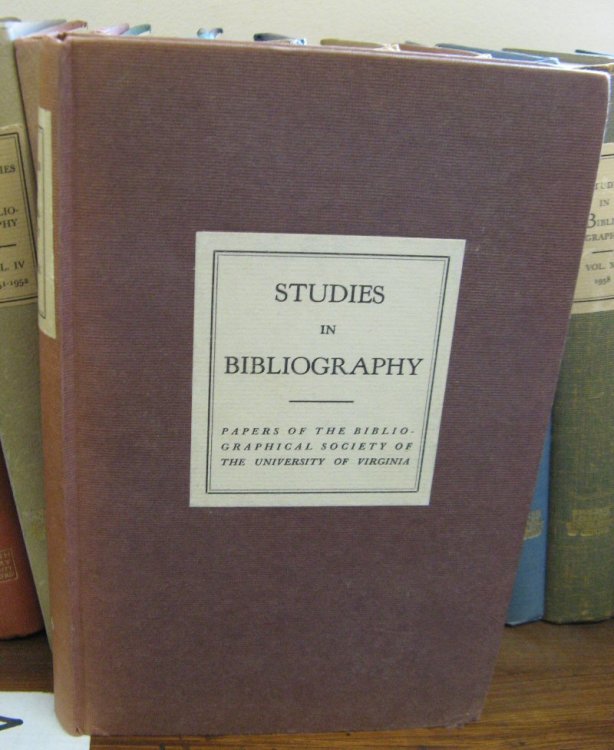 Studies in Bibliography: Papers of the Bibliographical Society of the University of Virginia; Volume XIX, 1966