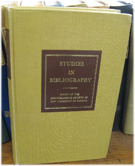 Studies in Bibliography: Papers of the Bibliographical Society of the University of Virginia; Volume XXV, 1972
