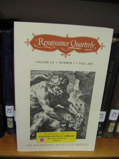 Renaissance Quarterly: Vol. LX, Number 3, Fall 2007