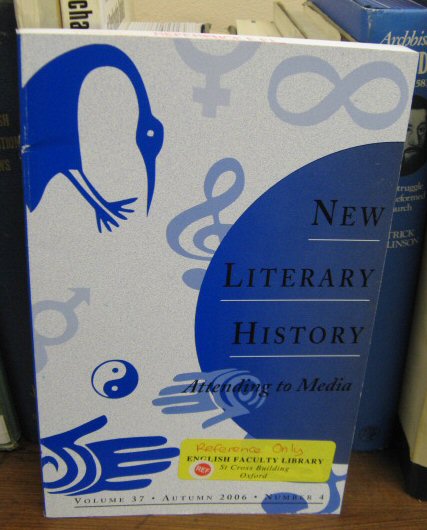 New Literary History: A Journal of Theory and Interpretation; Volume 37, Number 4, Autumn 2006