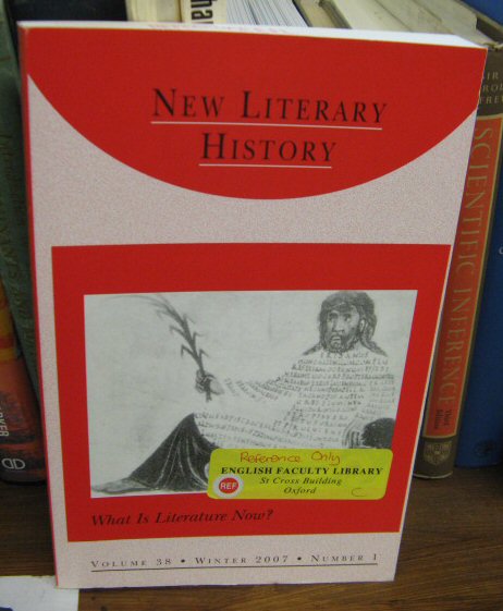 New Literary History: A Journal of Theory and Interpretation; Volume 38, Number 1, Winter 2007