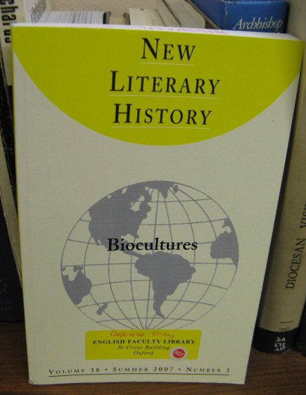 New Literary History: A Journal of Theory and Interpretation; Volume 38, Number 3, Summer 2007