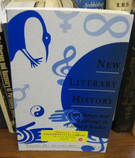 New Literary History: A Journal of Theory and Interpretation; Volume 38, Number 4, Autumn 2007