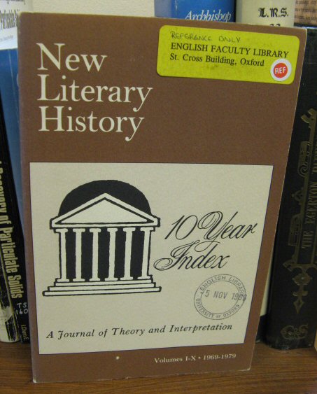 New Literary History: A Journal of Theory and Interpretation; Index to Volumes 1-10, 1969-1979