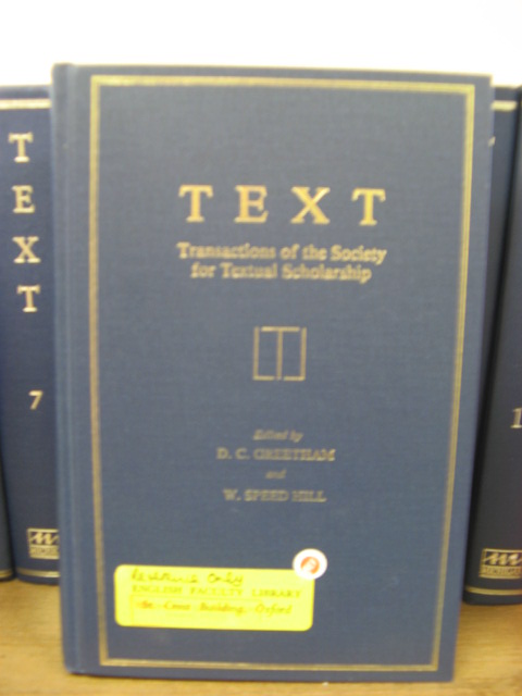Text: Transactions of the Society for Textual Scholarship; Volume 4