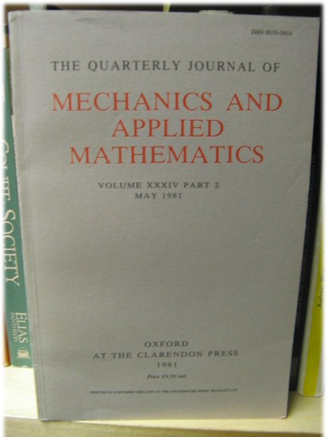 The Quarterly Journal of Mechanics and Applied Mathematics: Volume XXXIV Part 2, May 1981