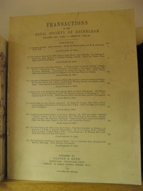 Transactions of the Royal Society of Edinburgh, Volume LXI, Part I, Session 1942-1944