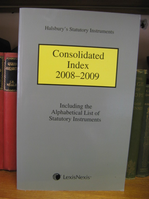 Halsbury's Statutory Instruments: Consolidated Index 2008-2009