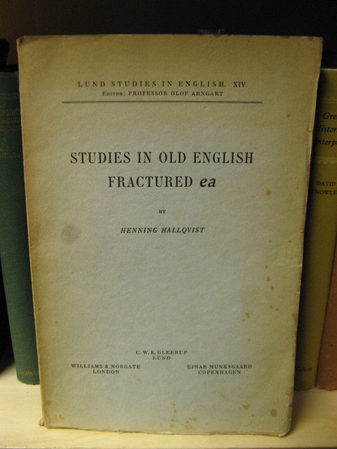 Studies in Old English Fractured Ea (Lund Studies in English)