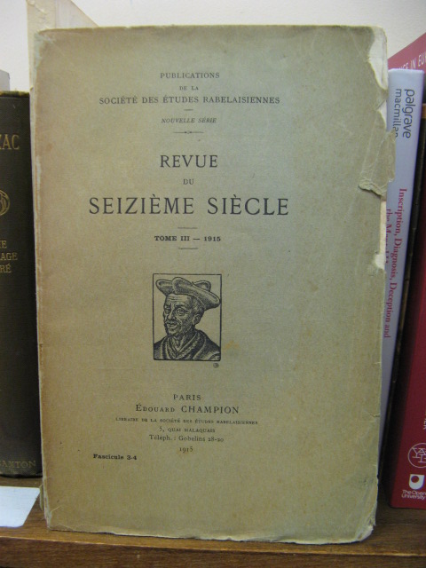Revue Du Seizieme Siecle, Tome III - 1915