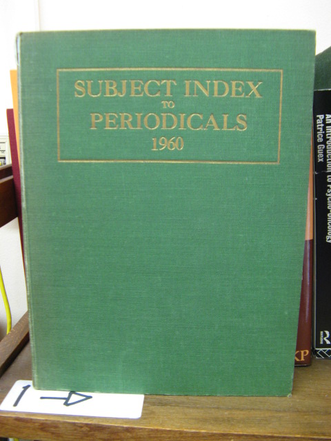 Subject Index to Periodicals 1960