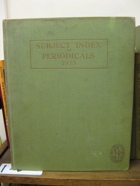 Subject Index to Periodicals 1939