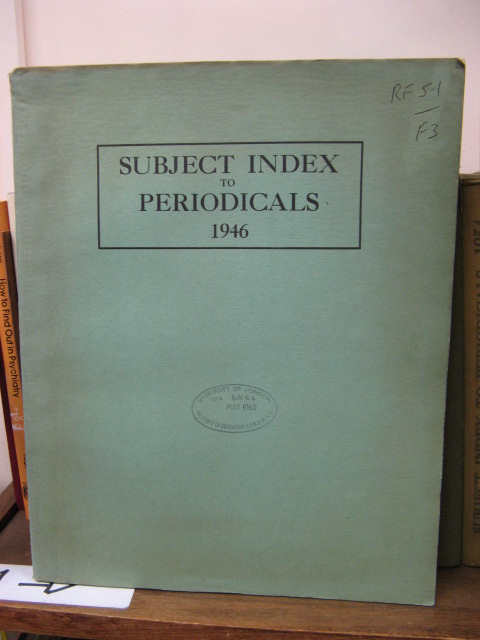 Subject Index to Periodicals 1946