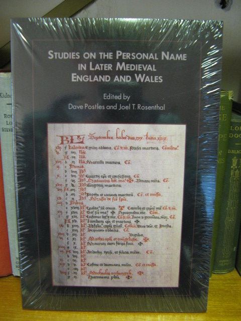 Studies on the Personal Name in Later Medieval England and Wales