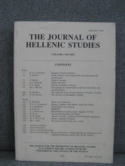 The Journal of Hellenic Studies: Vol CXII 1992