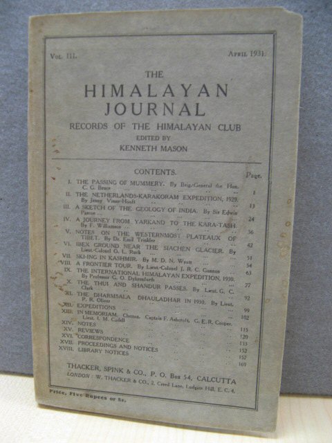 The Himalayan Journal: Records of the Himalayan Club, Vol. III, April 1931