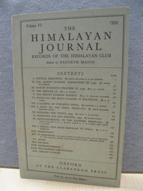 The Himalayan Journal: Records of the Himalayan Club, Volume VI, 1934