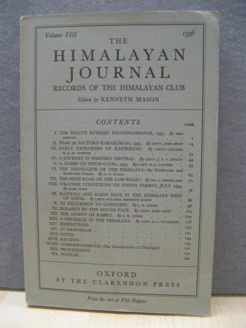 The Himalayan Journal: Records of the Himalayan Club, Volume VIII, 1936