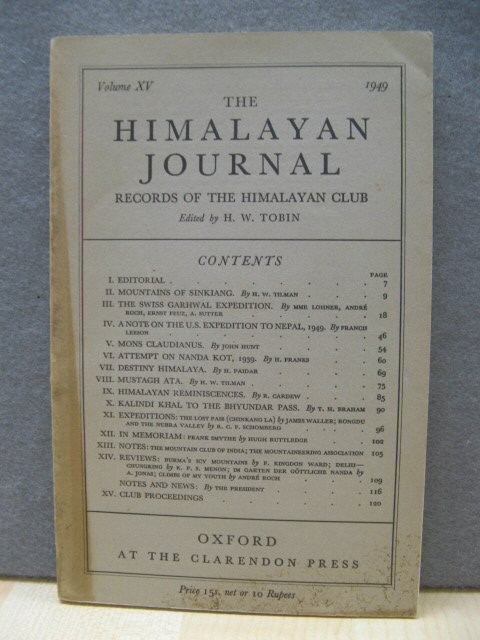 The Himalayan Journal: Records of the Himalayan Club, Volume XV, 1949
