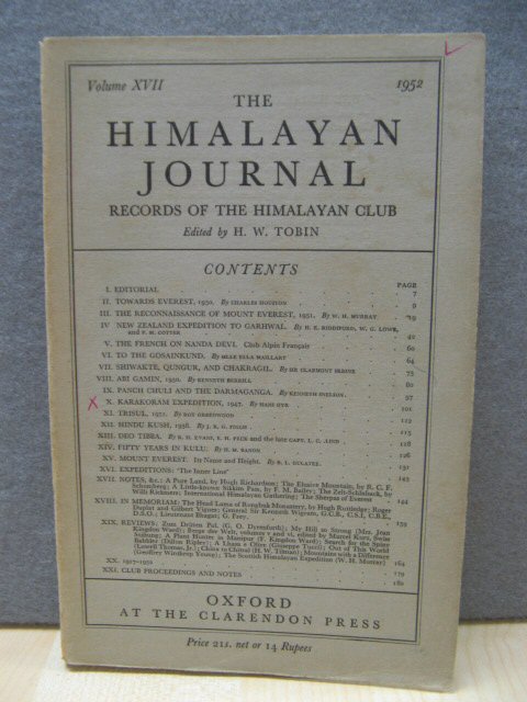 The Himalayan Journal: Records of the Himalayan Club, Volume XVII, 1952