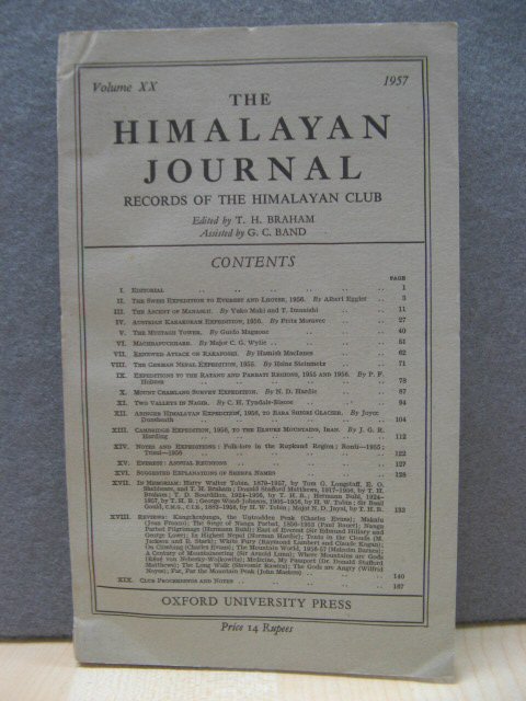 The Himalayan Journal: Records of the Himalayan Club, Volume XX, 1957