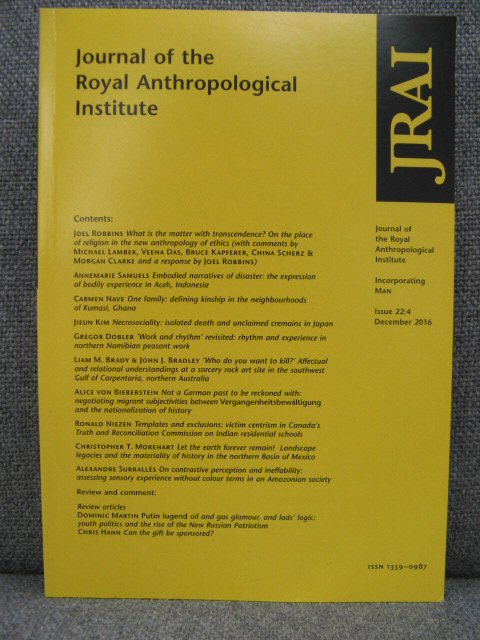 Journal of the Royal Anthropological Institute: Incorporating Man: Issue 22.4 (December 2016)