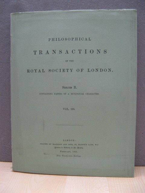 Philosophical Transactions of the Royal Society of London. Series B. Containing Papers of a Biological Character. Vol. 195.