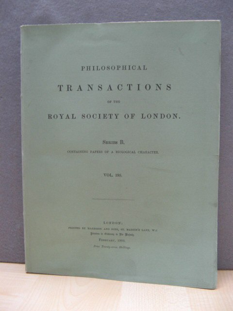Philosophical Transactions of the Royal Society of London. Series B. Containing Papers of a Biological Character. Vol. 195.